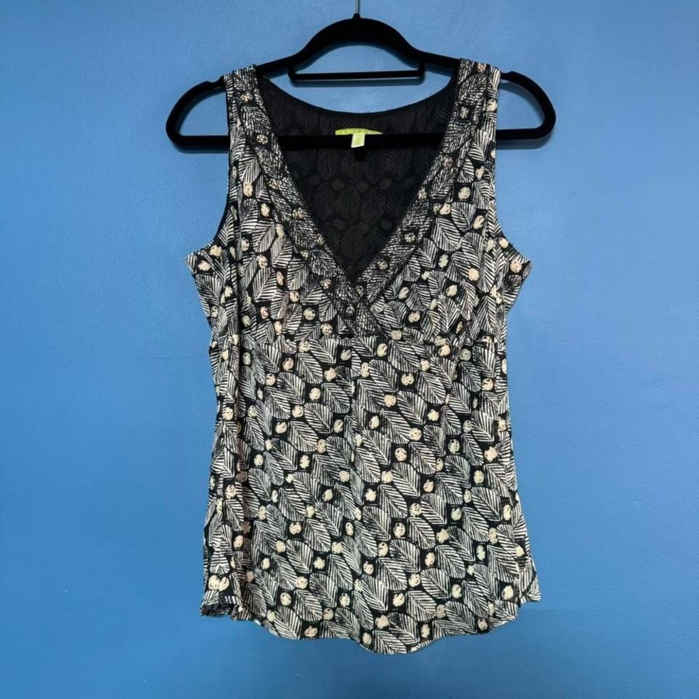 Y2K Sigrid Olsen Blouse Women's Size 12 Empire Waist Pattern Wrap Boho Going Out